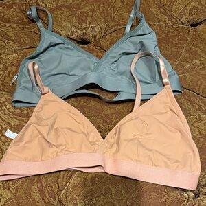 SHEIN Dual-Tone Bralette Set in Peach and Green